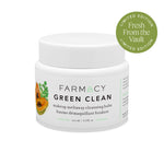 Farmacy Green Clean makeup meltaway cleansing balm jar with a green label on a white background