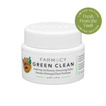 Farmacy Green Clean makeup balm jar with a limited edition label on a white background