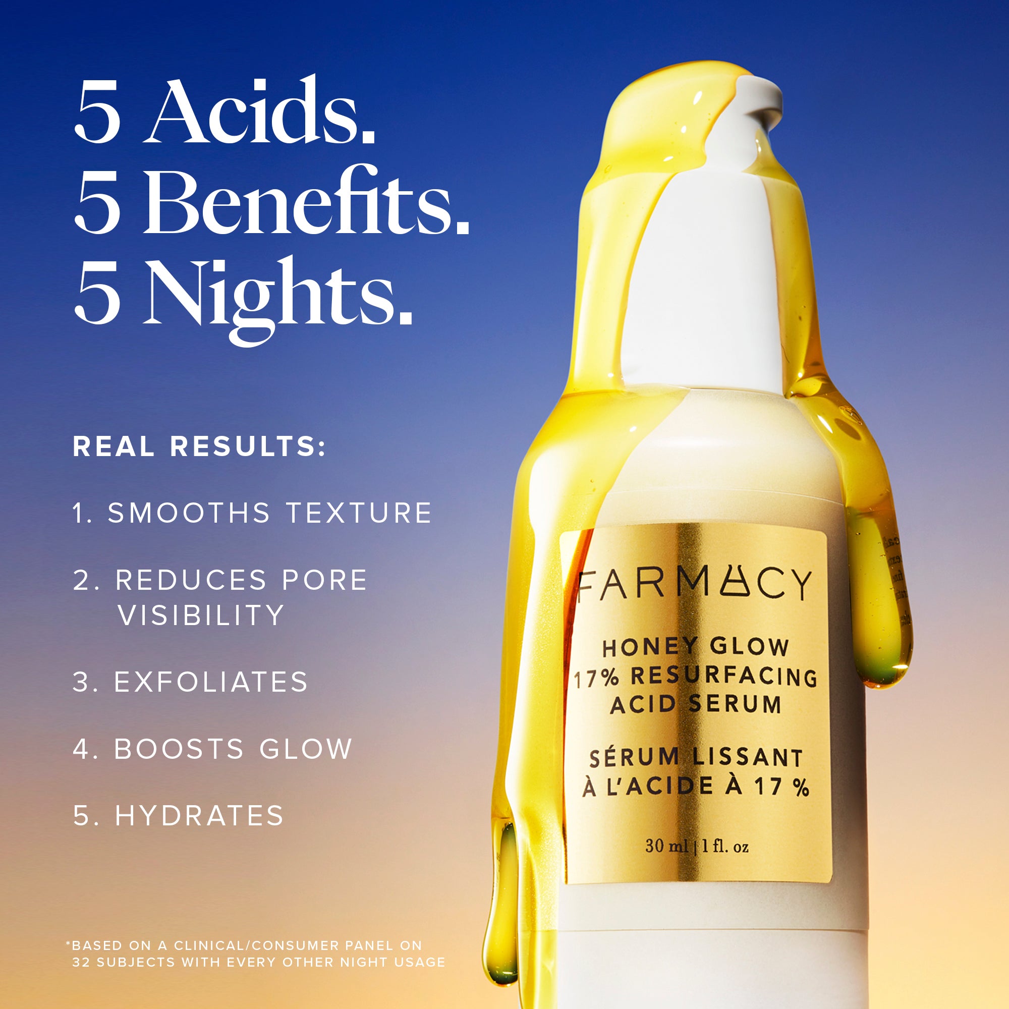 Honey Glow 17% AHA + BHA Resurfacing Acid Serum