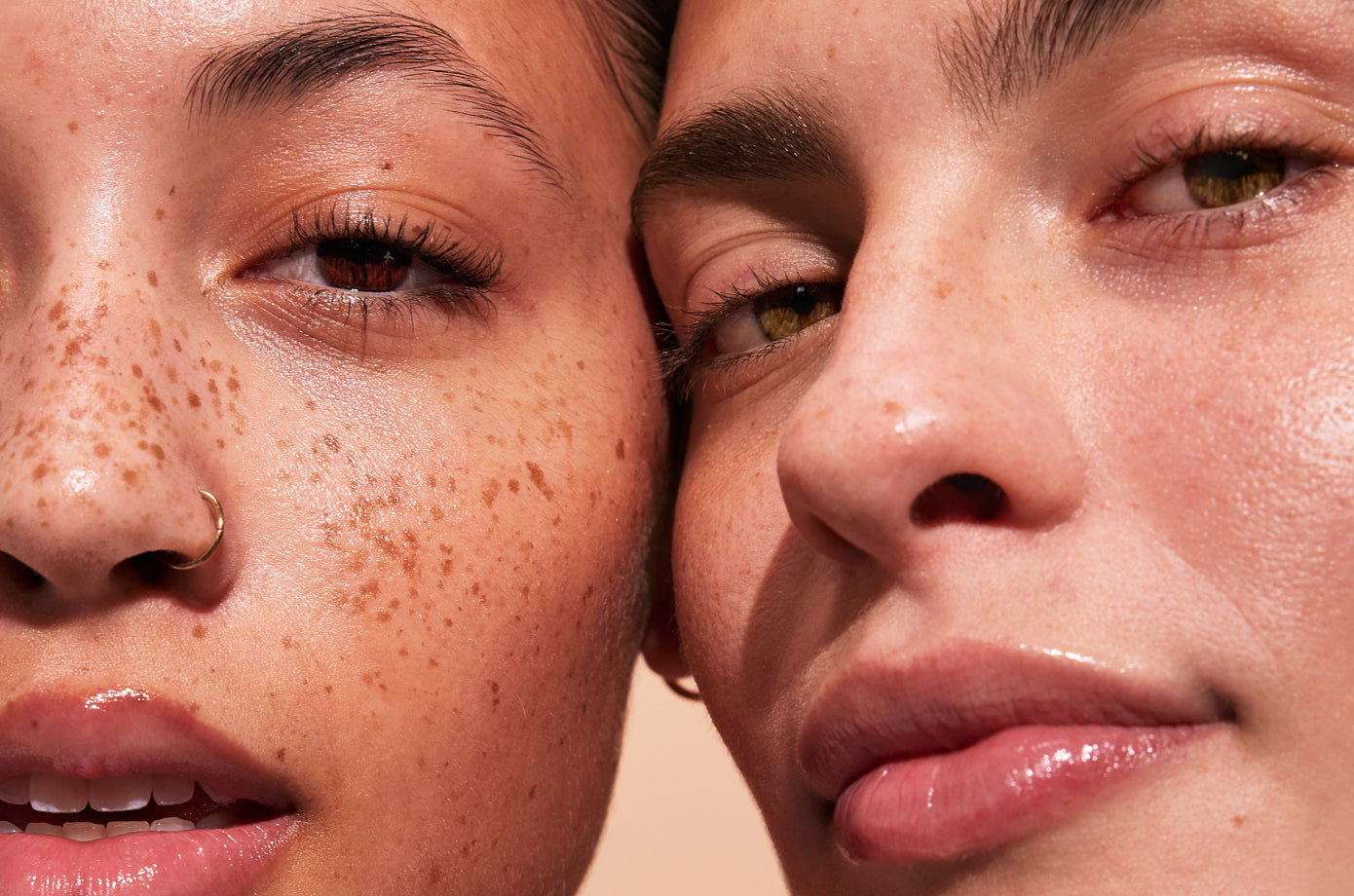 Close up of model's faces