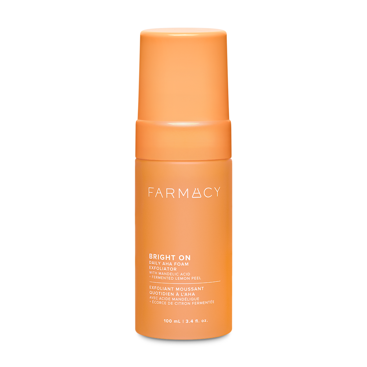 Bright On Daily AHA Foam Exfoliator 100mL pump bottle on a white background