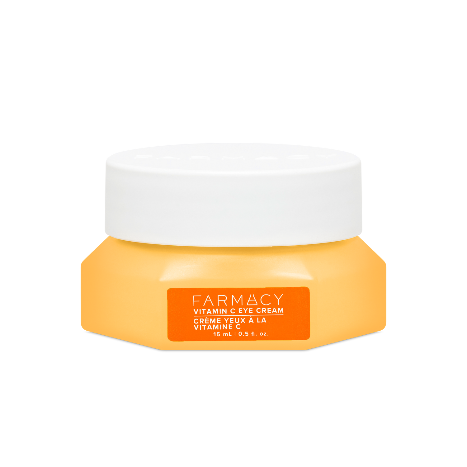 Farmacy Beauty Bright On Vitamin C Eye Cream 15mL jar with white lid on a white background