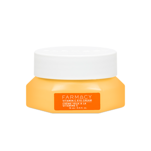 Farmacy Beauty Bright On Vitamin C Eye Cream 15mL jar with white lid on a white background
