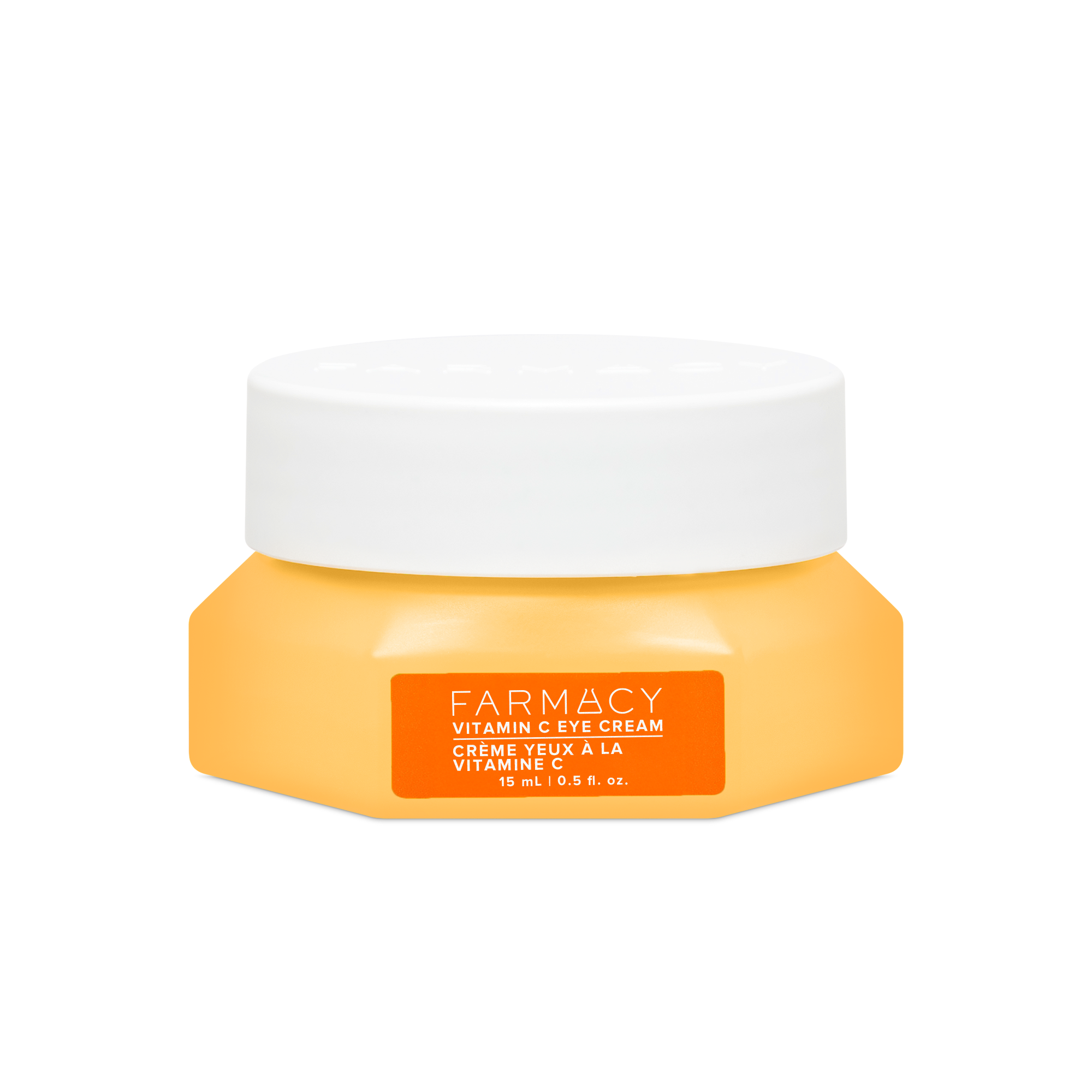 Farmacy Beauty Bright On Vitamin C Eye Cream 15mL jar with white lid on a white background