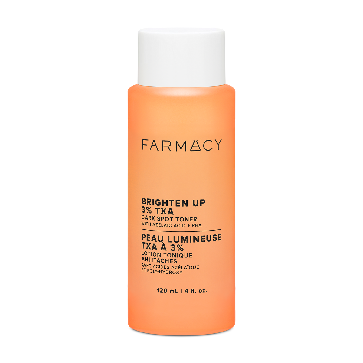 120 mL bottle of Farmacy Brighten Up 3% TXA Toner on a white background