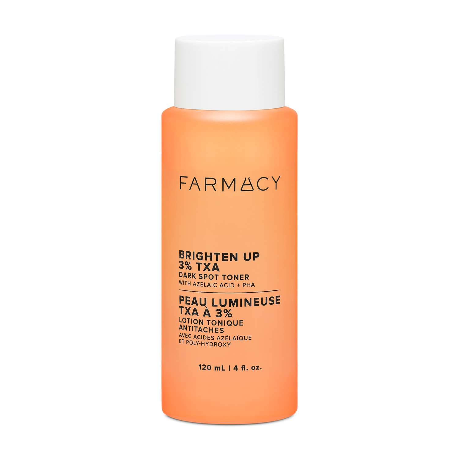120 mL bottle of Farmacy Brighten Up 3% TXA Toner on a white background