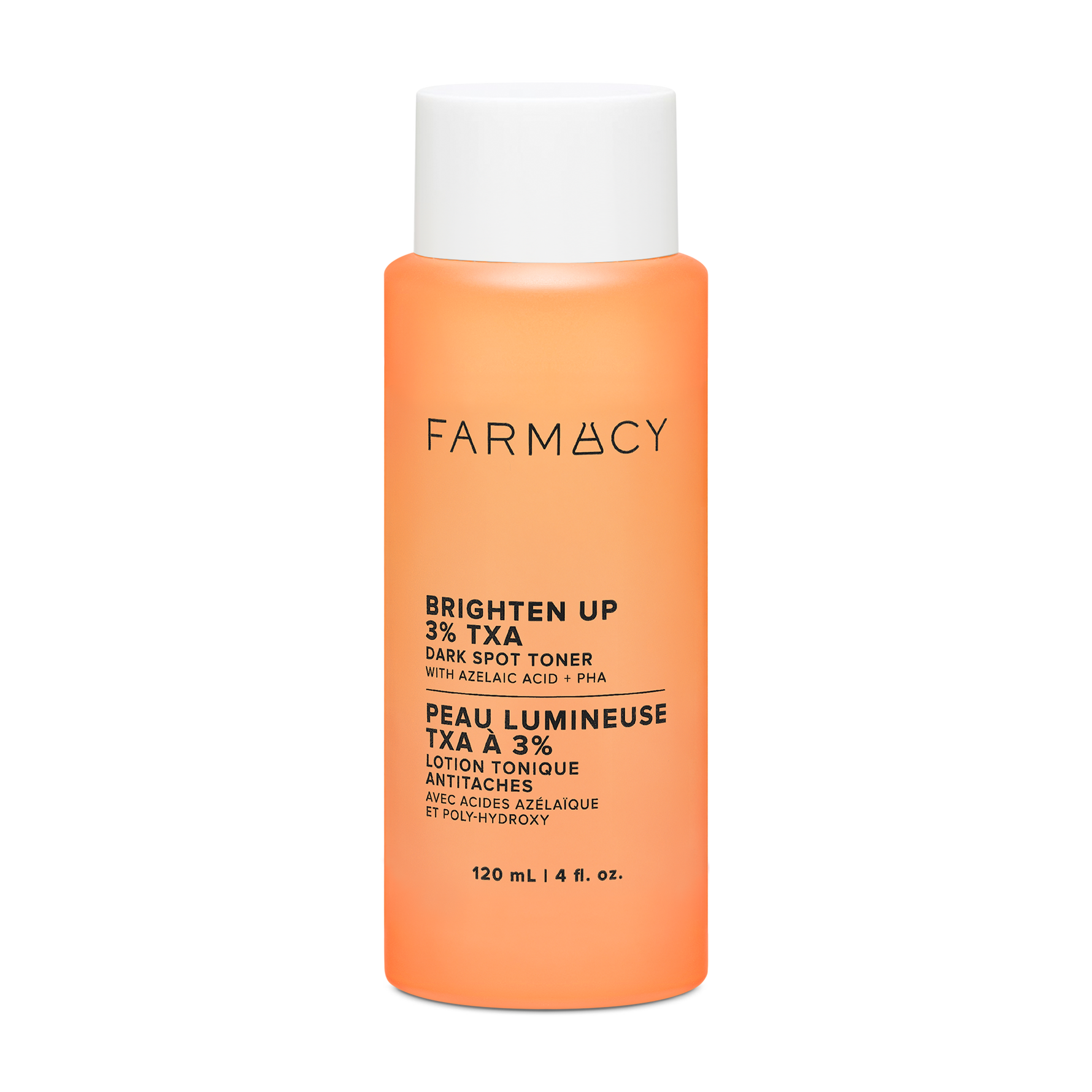 120 mL bottle of Farmacy Brighten Up 3% TXA Toner on a white background