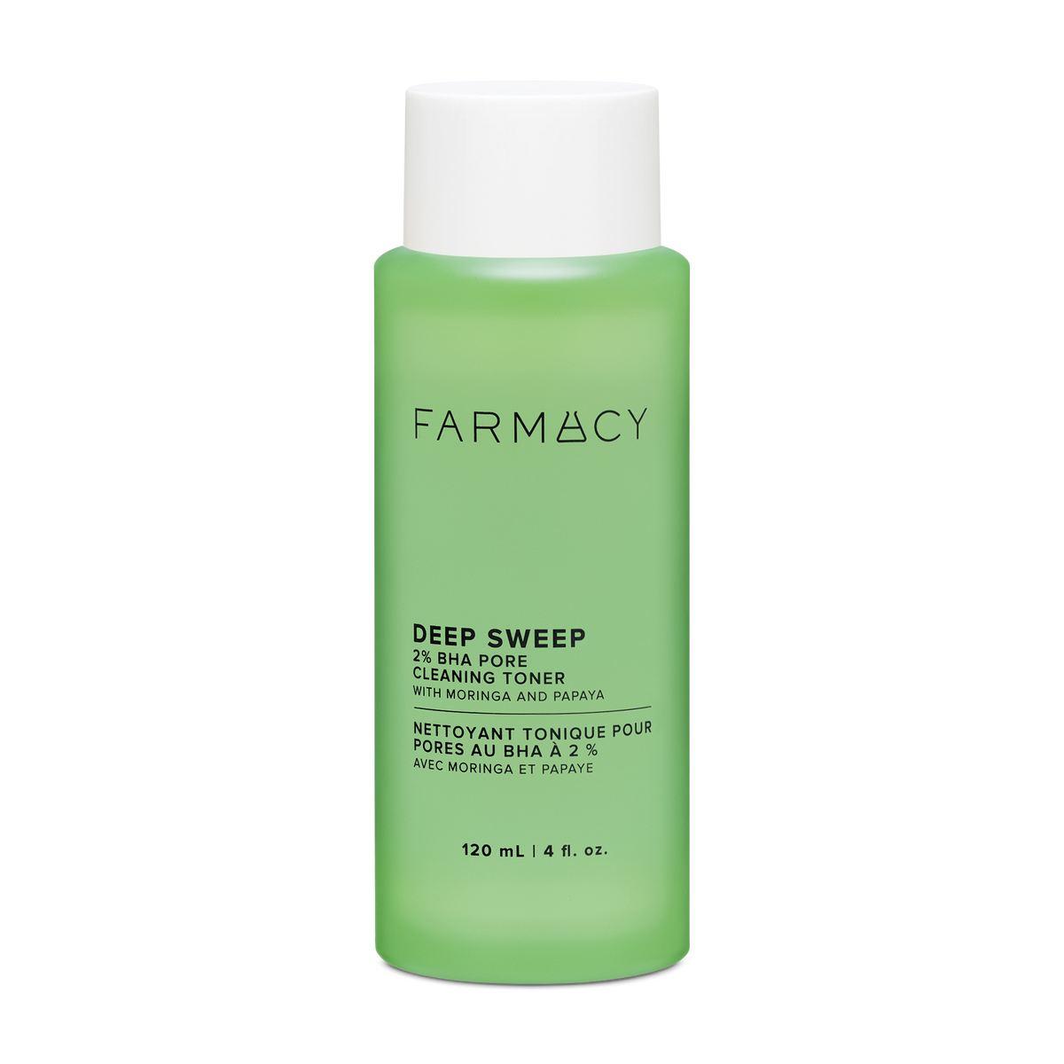 120mL bottle of Farmacy Deep Sweep 2% BHA Pore Cleansing Toner on a white background