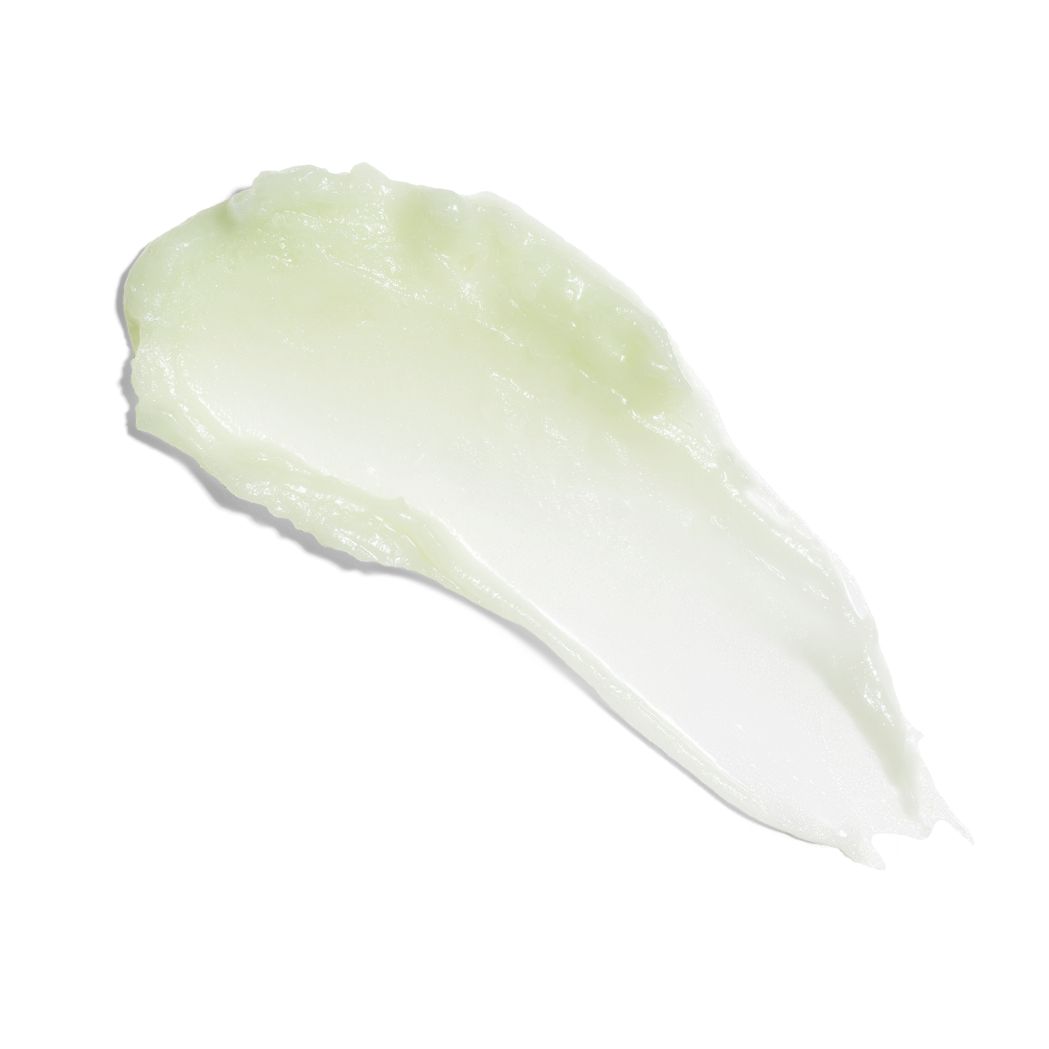 Translucent pale-green balm texture swatch of Green Clean Cleansing Balm on a white background