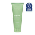 150mL tube of Farmacy Green Clean Fragrance-Free Gentle Creamy Cleanser on a white background with a blue National Eczema Association Accepted seal 