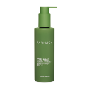 Green bottle of Farmacy Beauty Green Clean Juicy Gel 200mL on a white background
