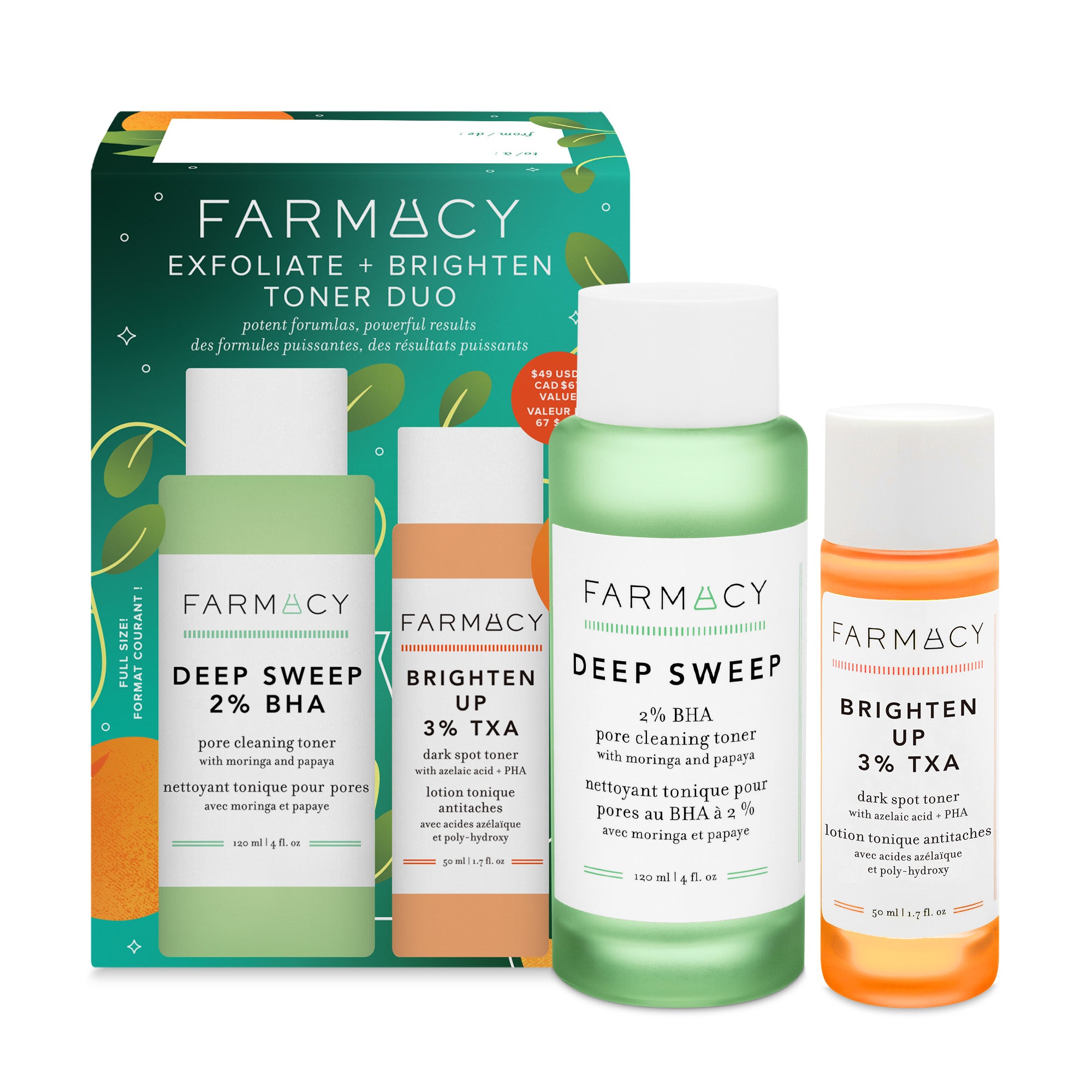 Exfoliate + Brighten Toner Duo