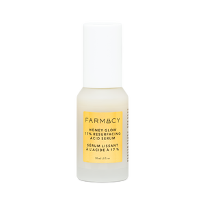 30ml bottle of Farmacy Honey Glow 17% Resurfacing Acid Serum on white background