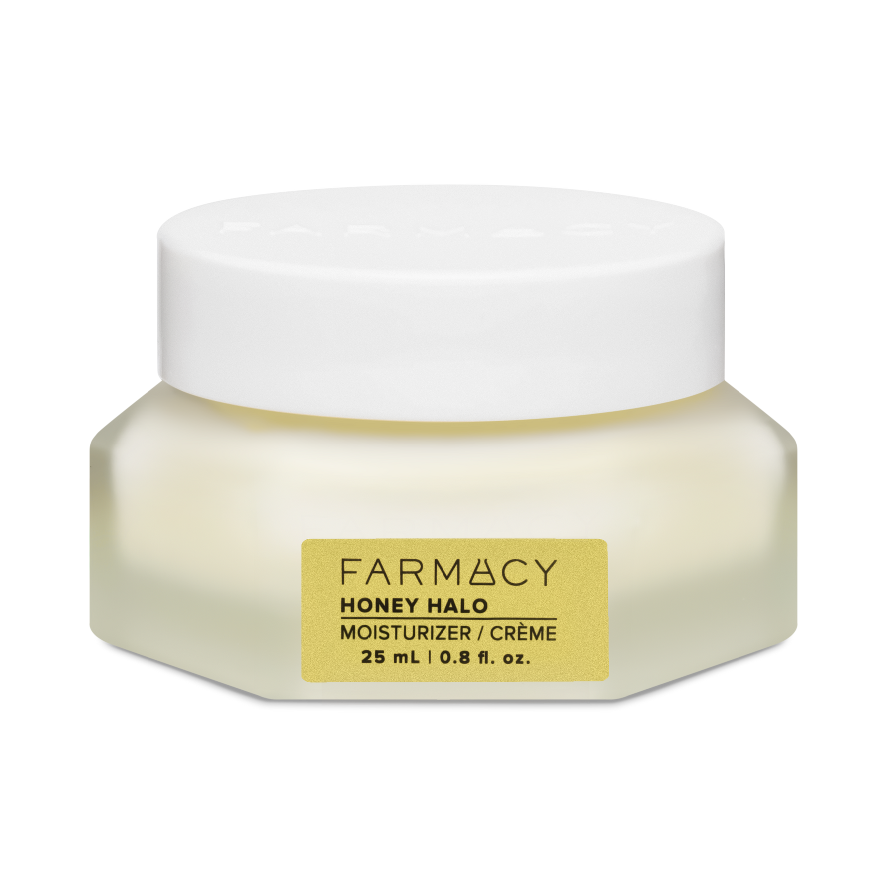 25 mL jar of Farmacy Honey Halo Ultra-Hydrating Ceramide Moisturizer on a white background