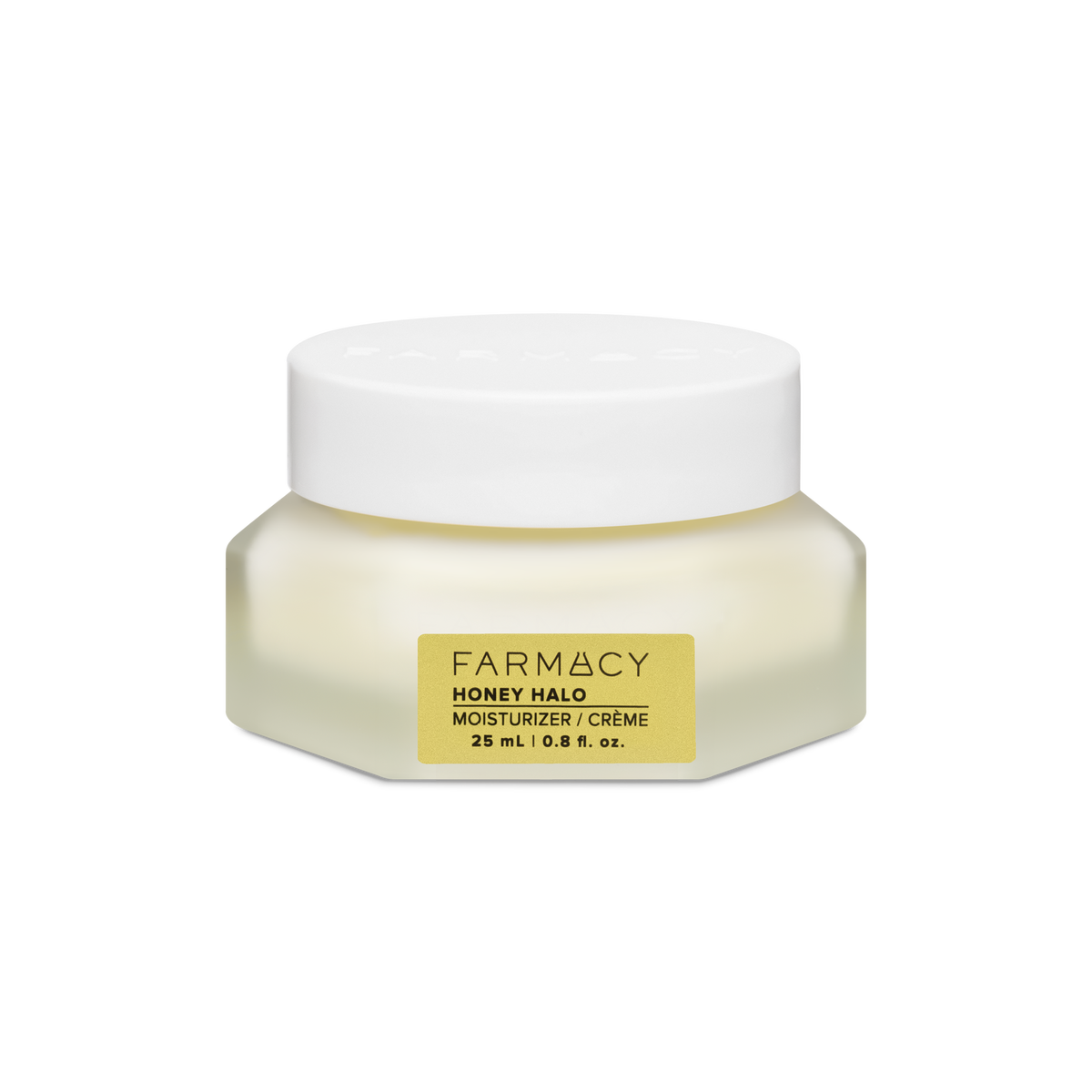 25 mL jar of Farmacy Honey Halo Ultra-Hydrating Ceramide Moisturizer on a white background
