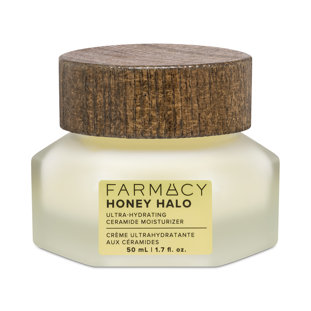 50mL jar of Farmacy Honey Halo Ultra-Hydrating Ceramide Moisturizer on a white background