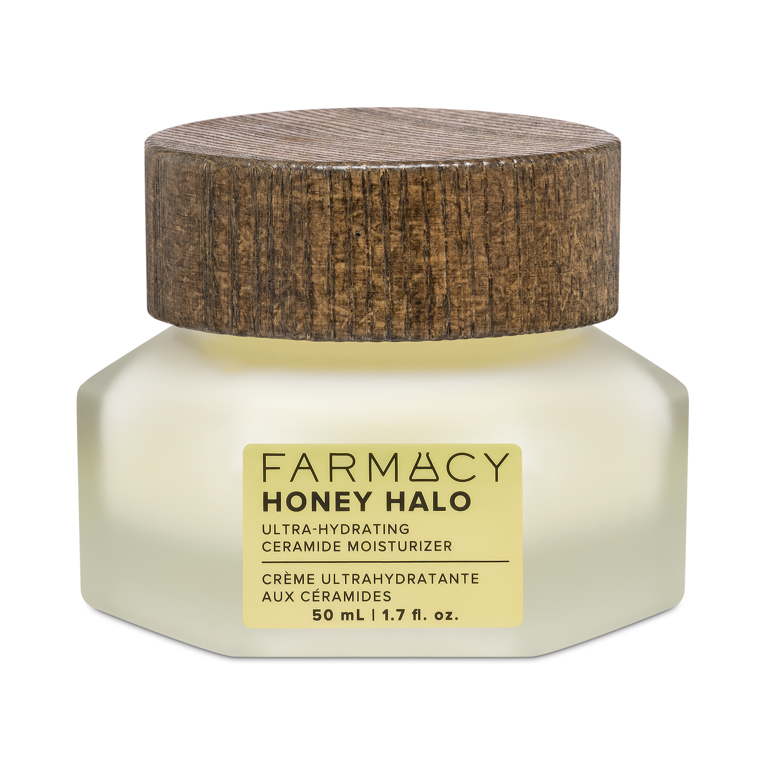 50mL jar of Farmacy Honey Halo Ultra-Hydrating Ceramide Moisturizer on a white background