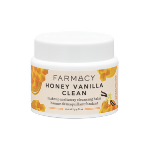 100mL jar of Farmacy Honey Vanilla Green Clean Cleansing Balm on a white background