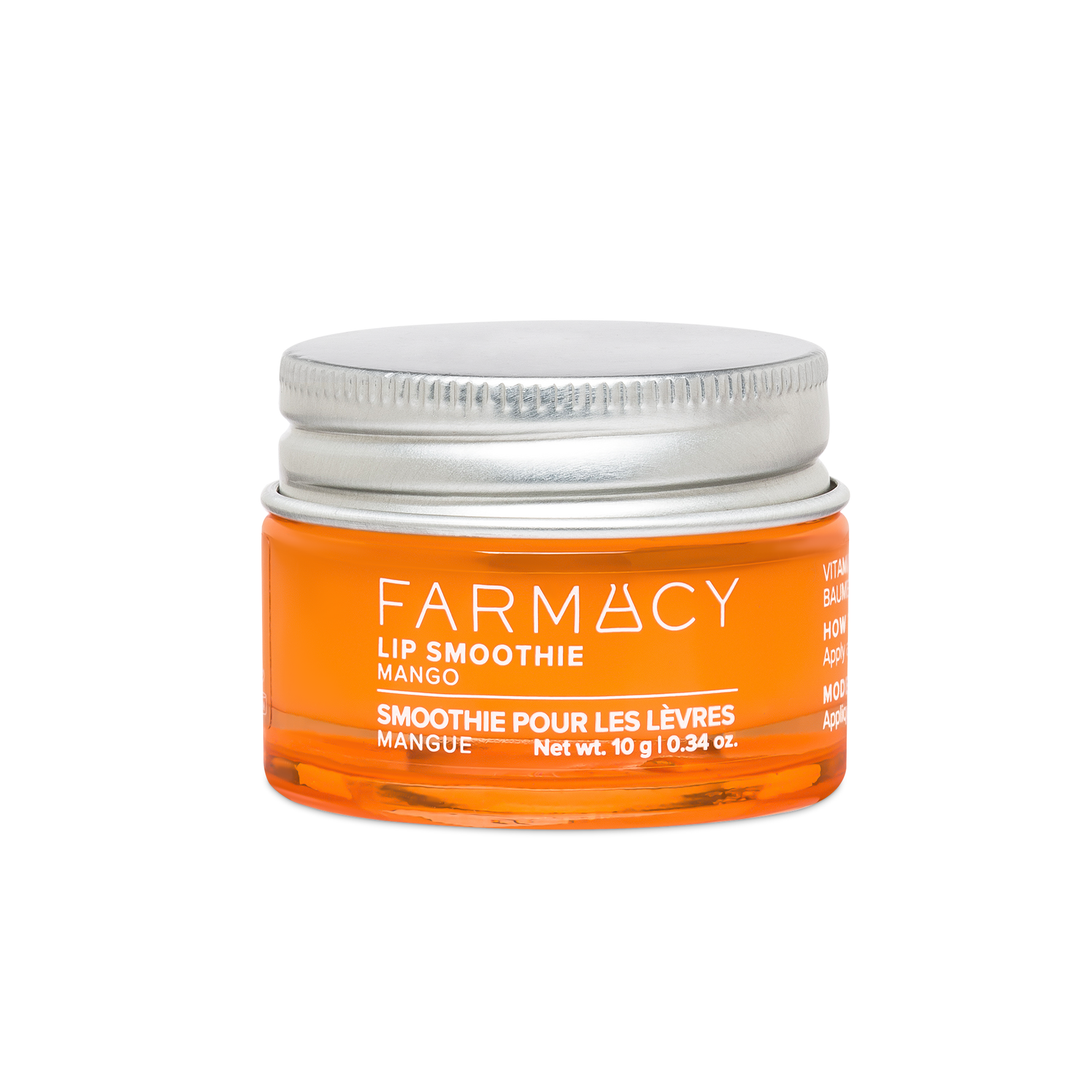 10g jar of Farmacy Mango Lip Smoothie on a white background
