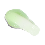 A glossy green smear of Pear Kiwi Lip Smoothie on a white background