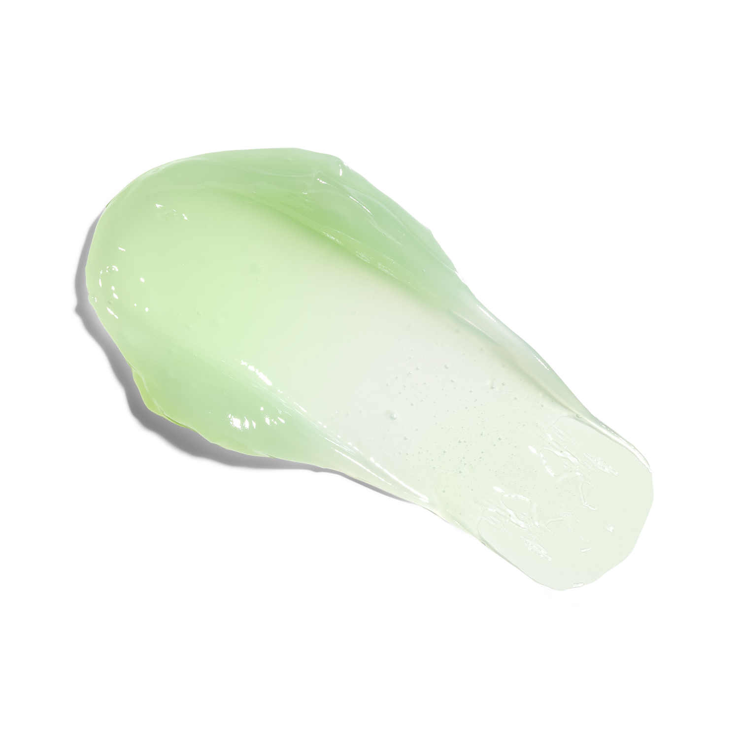 A glossy green smear of Pear Kiwi Lip Smoothie on a white background