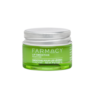 10g jar of Farmacy Pear Kiwi Lip Smoothie on a white background