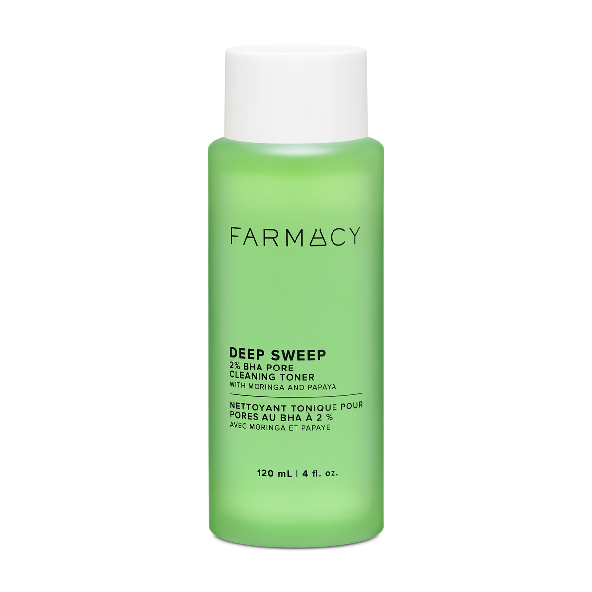 120mL bottle of Farmacy Deep Sweep 2% BHA Pore Cleansing Toner on a white background