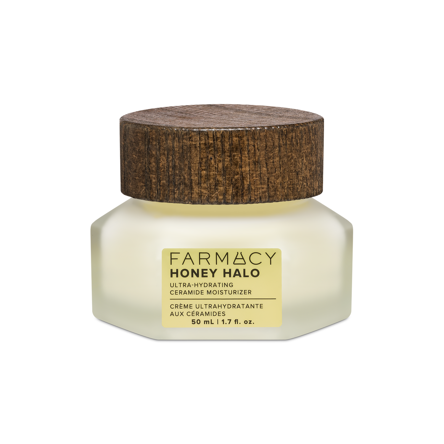 50mL jar of Farmacy Honey Halo Ultra-Hydrating Ceramide Moisturizer on a white background