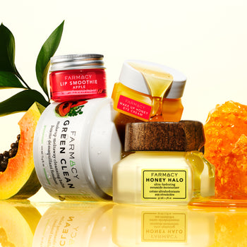 Various beauty products on top of each other