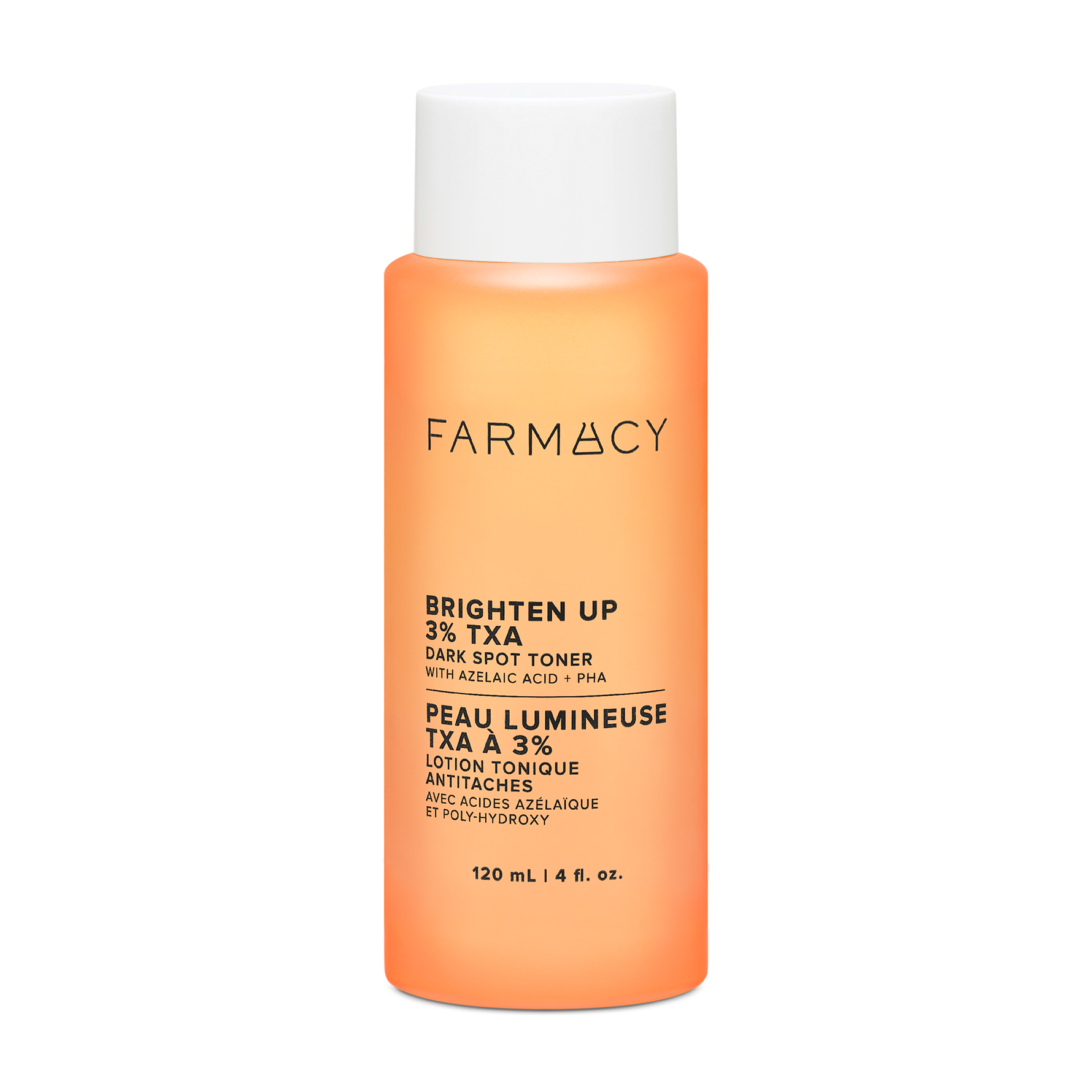 120 mL bottle of Farmacy Brighten Up 3% TXA Toner on a white background
