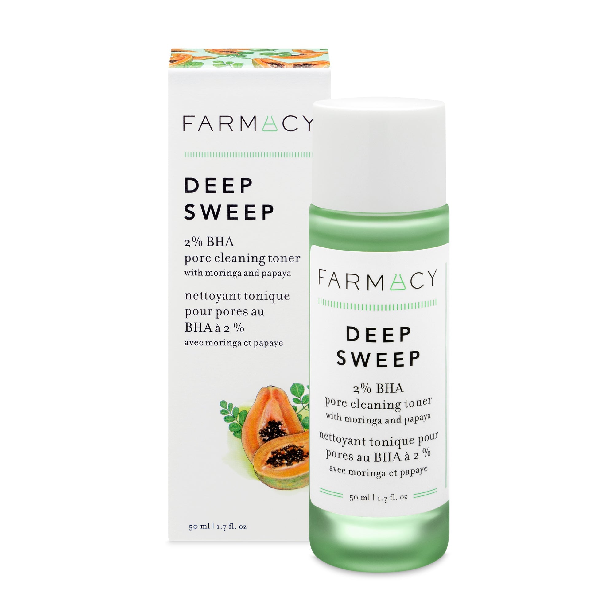 A box and bottle of Farmacy's Deep Sweep Mini Pore Cleaning Toner