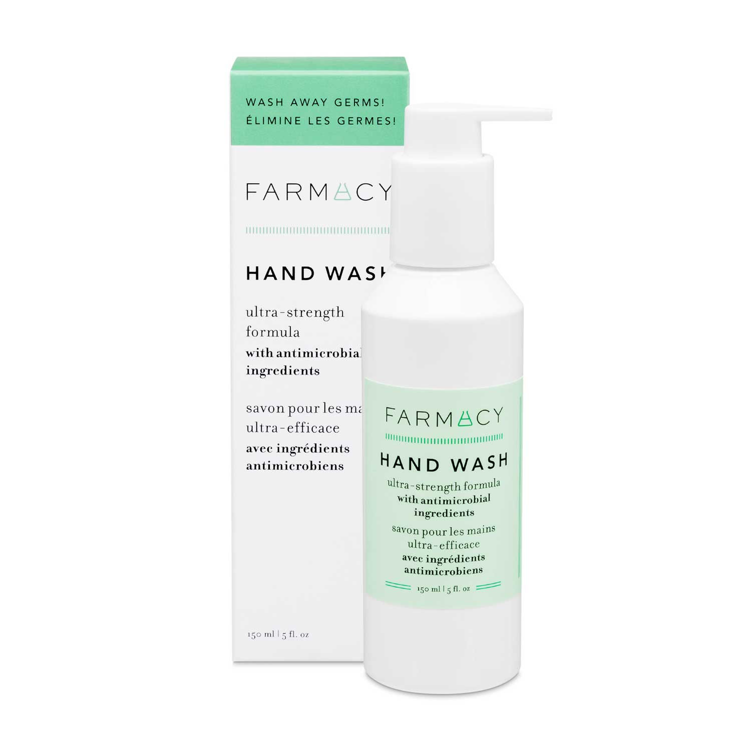 A box and bottle of Farmacy's Hand Wash side by side