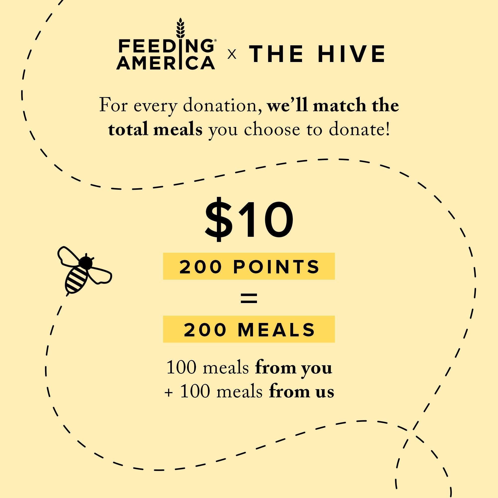 The Hive x Feeding America 200 Meals Donation