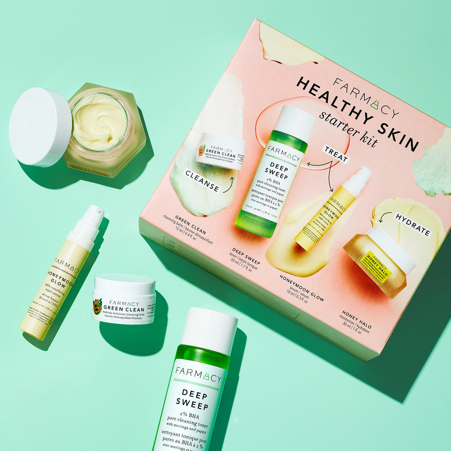 Farmacy Healthy Skin Starter Kit - Green Clean, Deep Sweep, Honeymoon Glow & Honey Halo